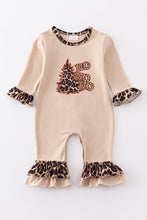 Load image into Gallery viewer, Leopard christmas tree ruffle girl romper