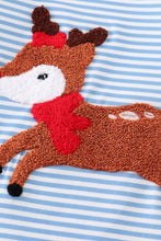 Load image into Gallery viewer, Stripe christmas deer french knot dress