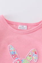 Load image into Gallery viewer, Pink lily print rabbit applique ruffle girl set