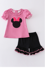 Load image into Gallery viewer, Pink polka dot character applique girl set