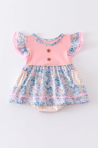 Pink floral print ruffle girl bubble