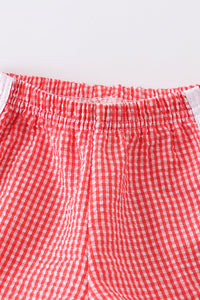 Red plaid seersucker girl shorts