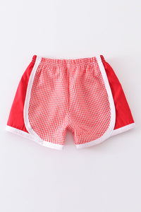 Red plaid seersucker girl shorts