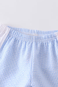 Blue plaid seersucker shorts