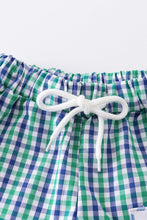 Load image into Gallery viewer, Green whale embroidery plaid boy trunks