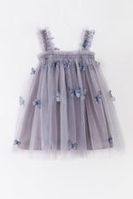Load image into Gallery viewer, Grey blue strap butterfly tulle dress