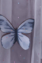 Load image into Gallery viewer, Grey blue strap butterfly tulle dress
