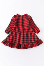 Load image into Gallery viewer, Red plaid ruffle girl dress