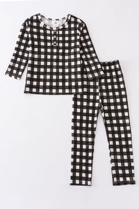 Black plaid pajamas set