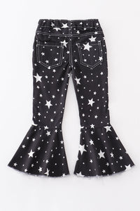 Black star print ruffle girl bell jeans