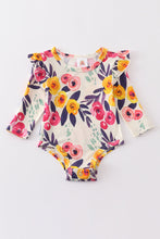 Load image into Gallery viewer, Floral ruffle baby onesie