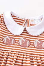 Load image into Gallery viewer, Brown stripe football applique dress