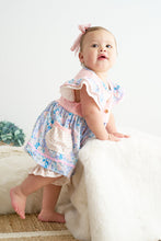 Load image into Gallery viewer, Pink floral print ruffle girl set