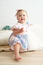 Load image into Gallery viewer, Pink floral print ruffle girl set