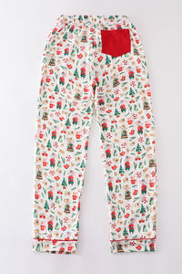 Red christmas print adult pajamas pants