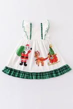 Load image into Gallery viewer, Green christmas plaid ruffle dress