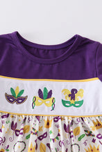 Load image into Gallery viewer, Mardi Gras embroidery girl dress