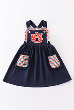 Load image into Gallery viewer, Navy Auburn applique girl dress
