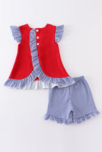 Load image into Gallery viewer, Red baseball applique ruffle girl set