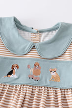 Load image into Gallery viewer, Brown stripe dog embroidery girl set