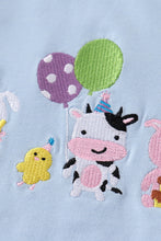 Load image into Gallery viewer, Blue birthday farm embroidery boy set