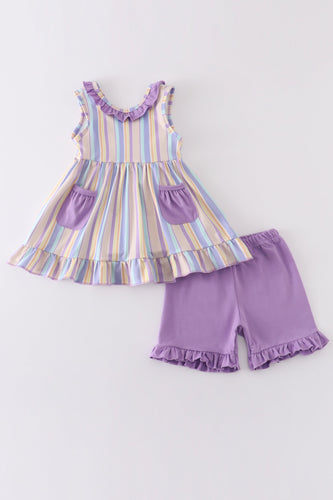 Purple stripe girl set