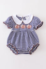 Load image into Gallery viewer, Blue Stripe Football Applique Romper